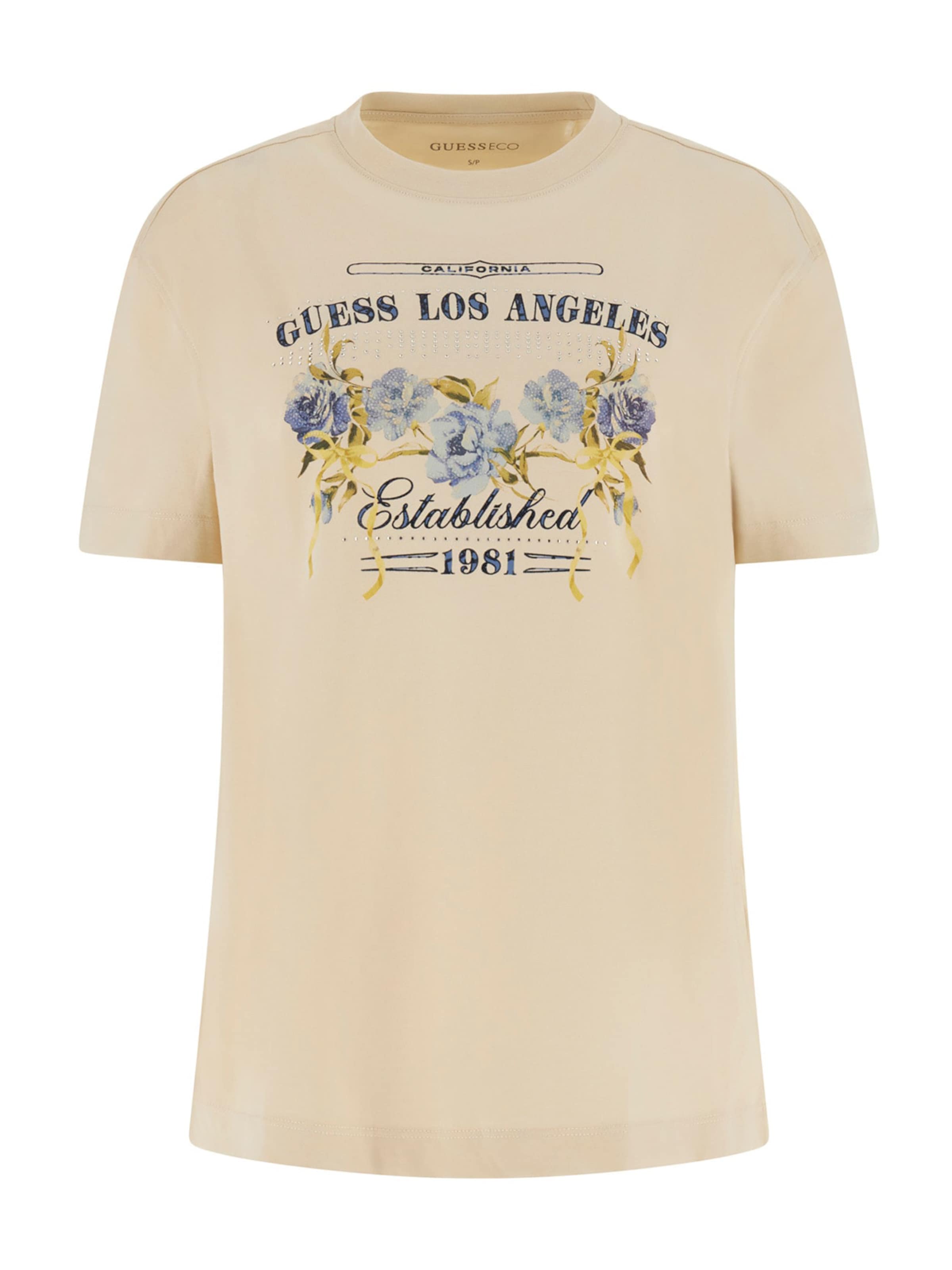 Tricou de la GUESS pe bej: față