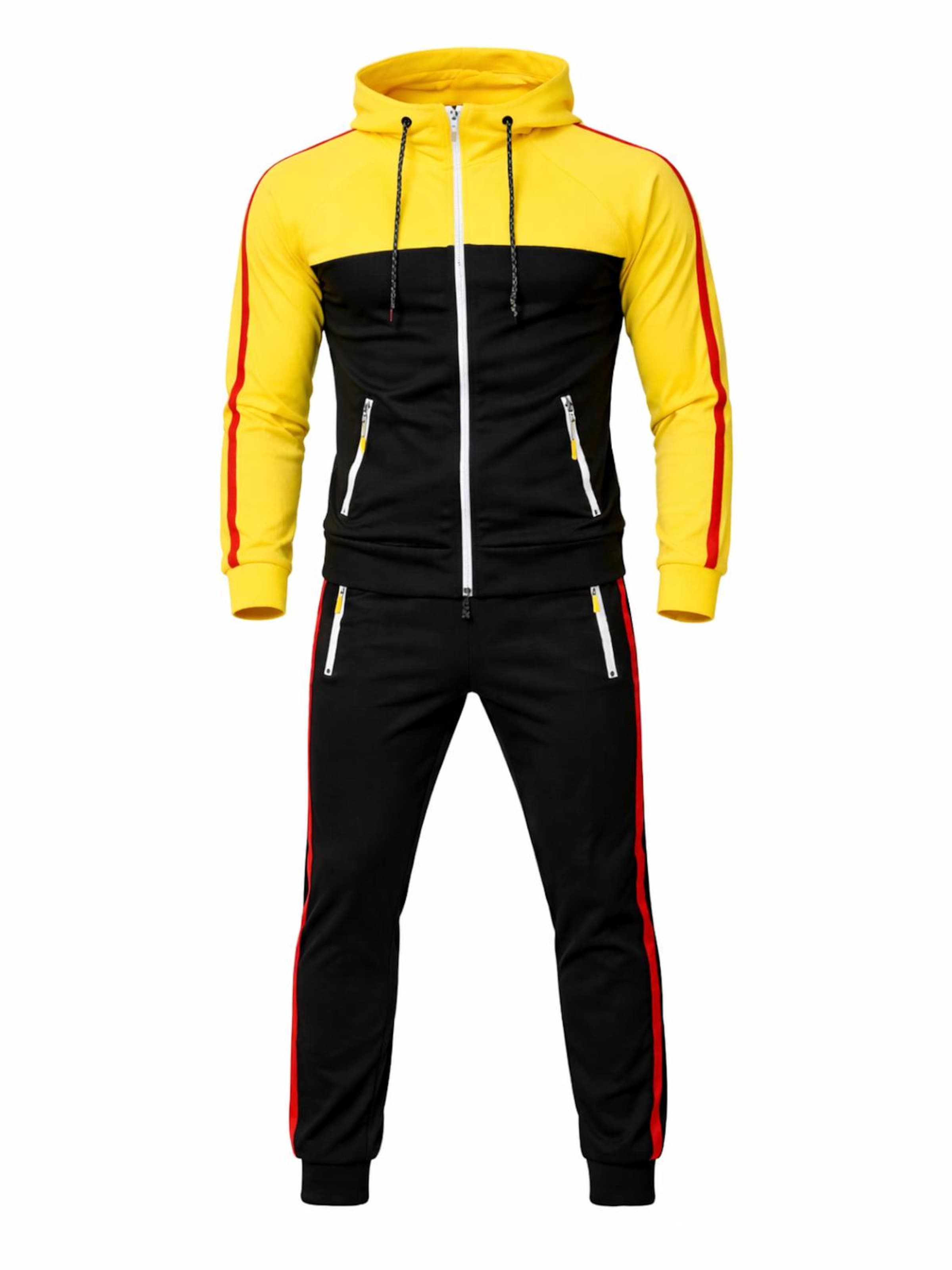 L.Gonline Sweatsuit 'Herren Jogginganzug Freizeitanzug Sportlich 3750' in Yellow: front
