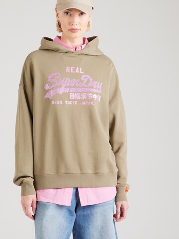 Superdry Sweatshirt 'RHINESTONE' in Groen: voorkant