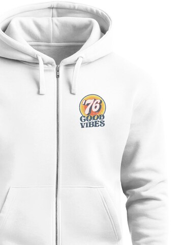 Neverless Zip-Up Hoodie 'Good Vibes '76' in White