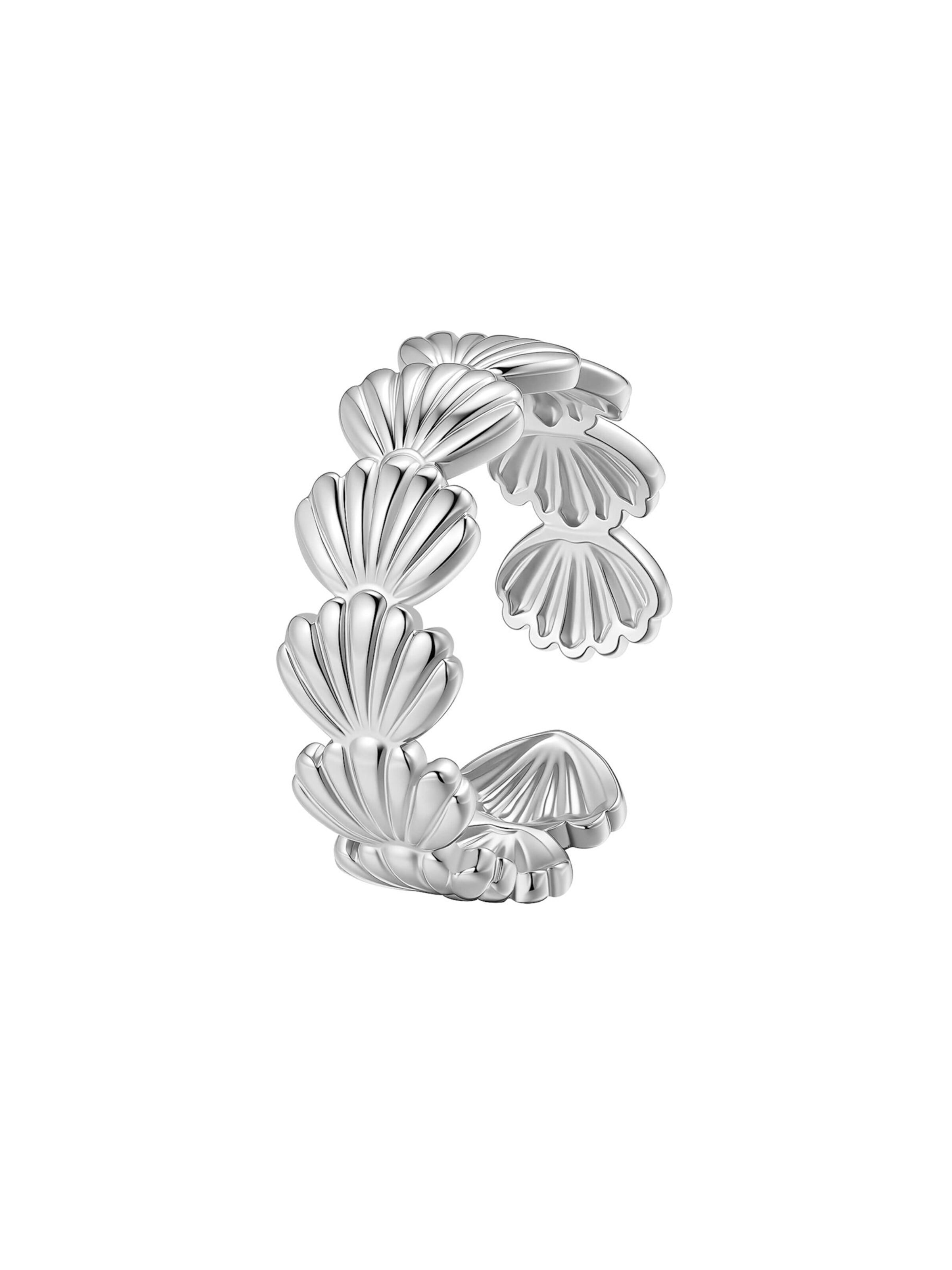 Anello 'Coastal Shell' di Hey Happiness in argento: frontale