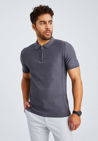 Leif Nelson T-Shirt Feinstrick Polo in Grau
