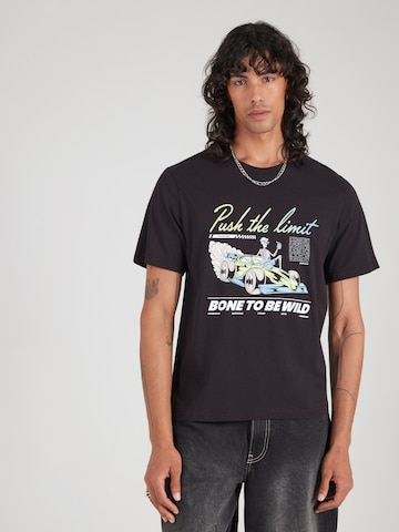 JACK & JONES - Camiseta 'JJTRACK SKULL' en negro: frente