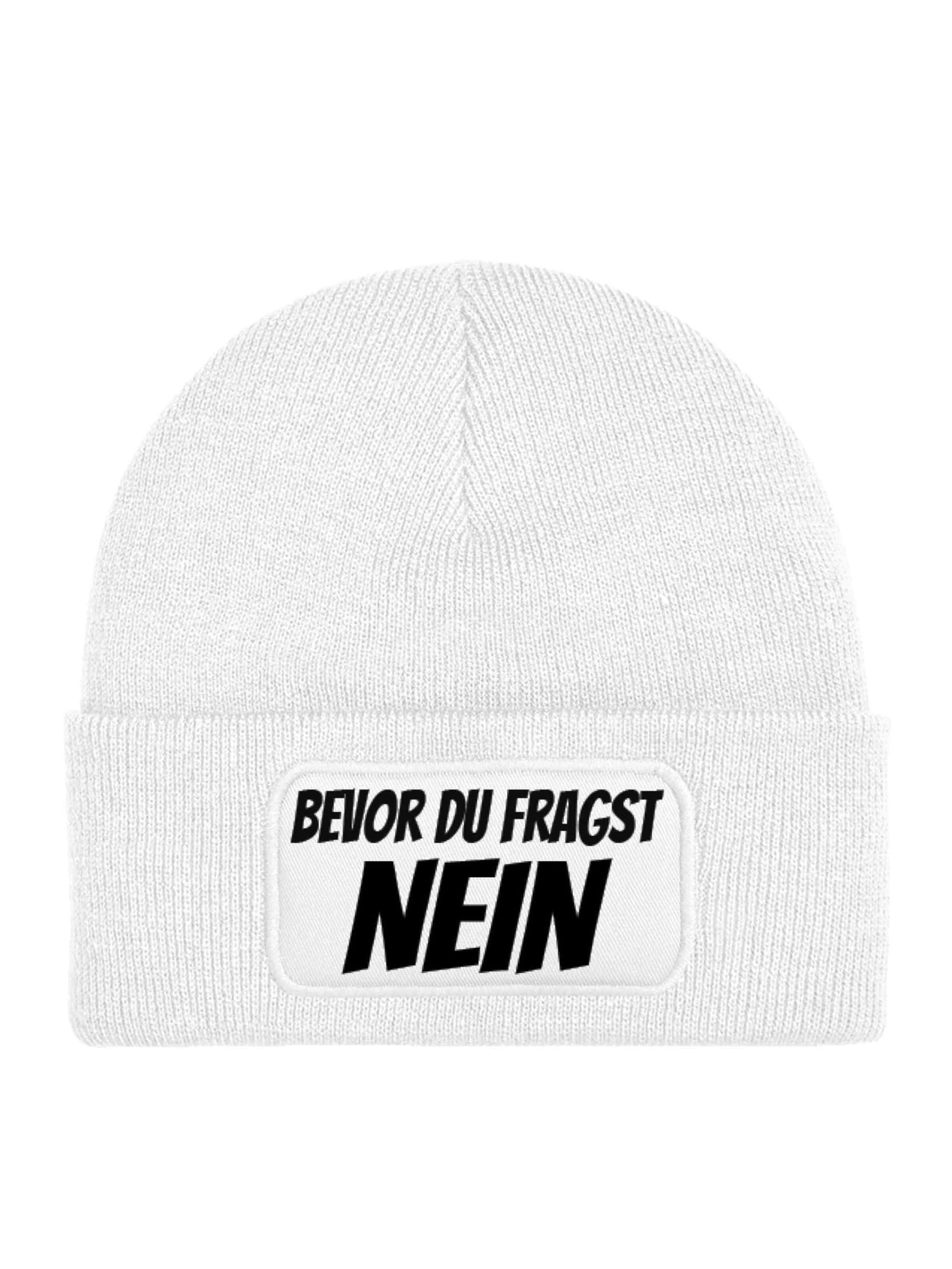Youth Designz Mütze 'Bevor du fragst: Nein'‌‌‌‌‌ in Weiß: Vorderseite