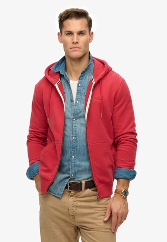 Superdry Sweatvest 'Essential' in Rood: voorkant
