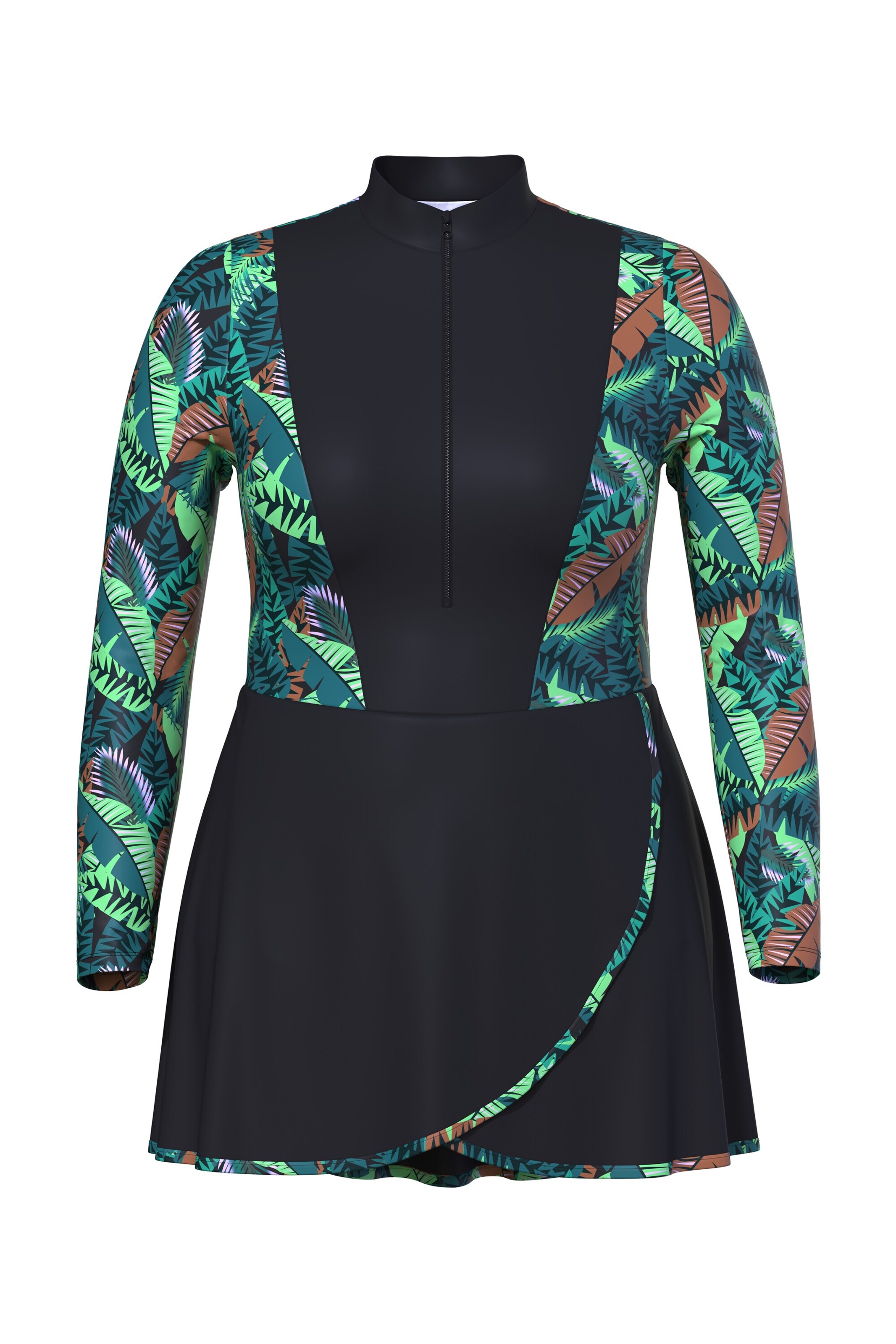 Ulla Popken Badpakjurk in Zwart: voorkant