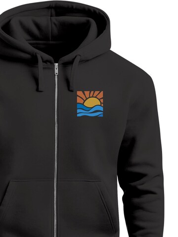 Neverless Zip-Up Hoodie 'Sun Wave Batch' in Black