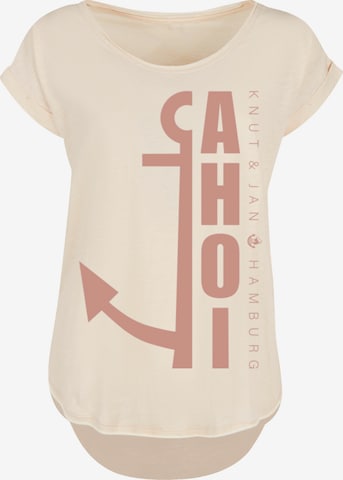 T-shirt 'Ahoi Anker Knut & Jan Hamburg' F4NT4STIC en beige : devant
