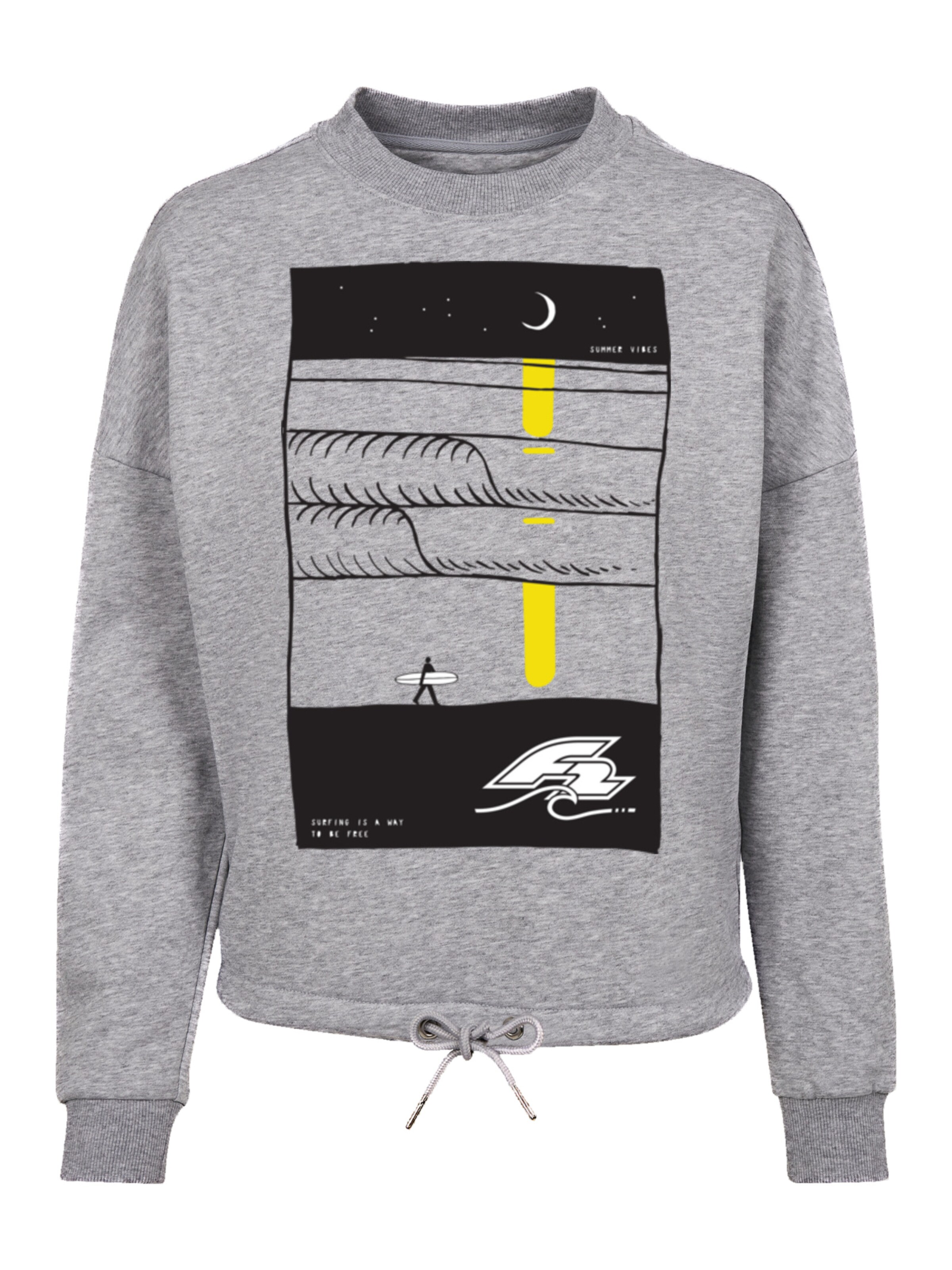 F2 Sweatshirt 'Be Free Surfer Style Sommer' in Grau: Vorderseite