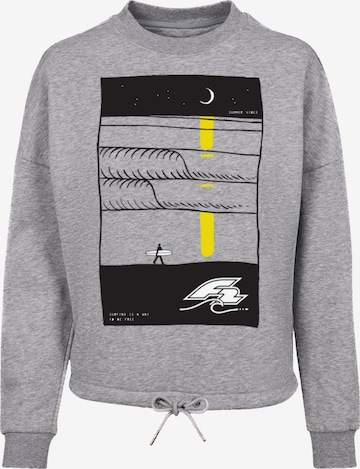 F2 Sweatshirt 'Be Free Surfer Style Sommer' in Grey: front