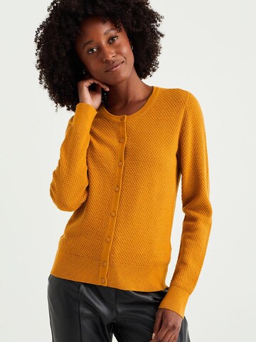 WE Fashion Knit Cardigan in Yellow: front