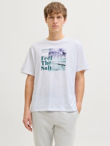 JJ Rebel Majica 'JREBMILES' | bela barva: sprednja stran