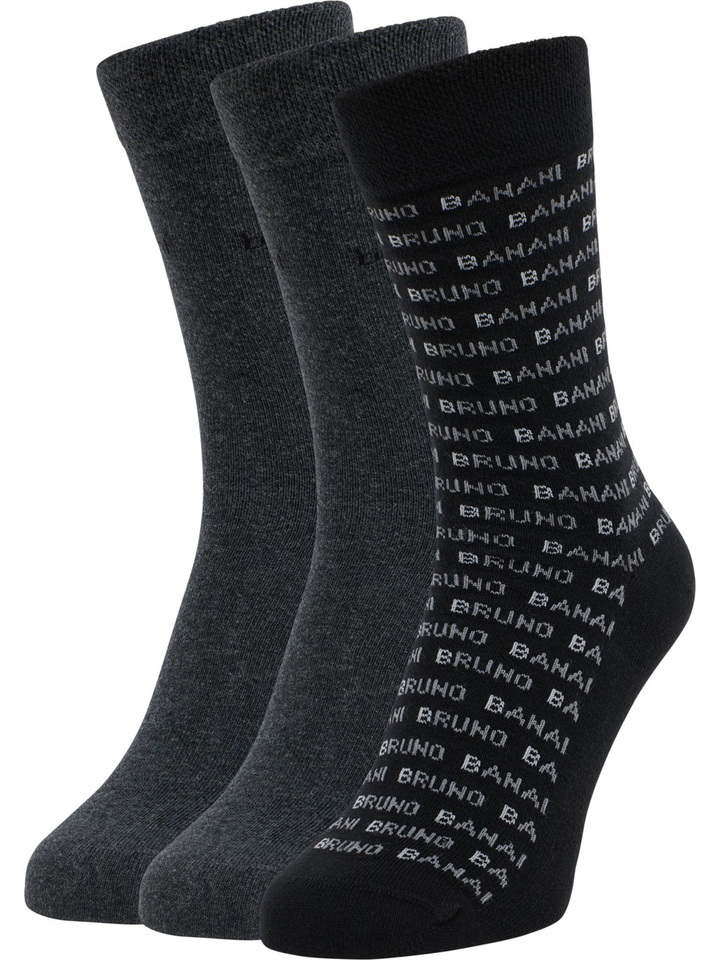 Bruno Banani Chaussettes ' FRYE ' en anthracite / blanc, Vue avec produit