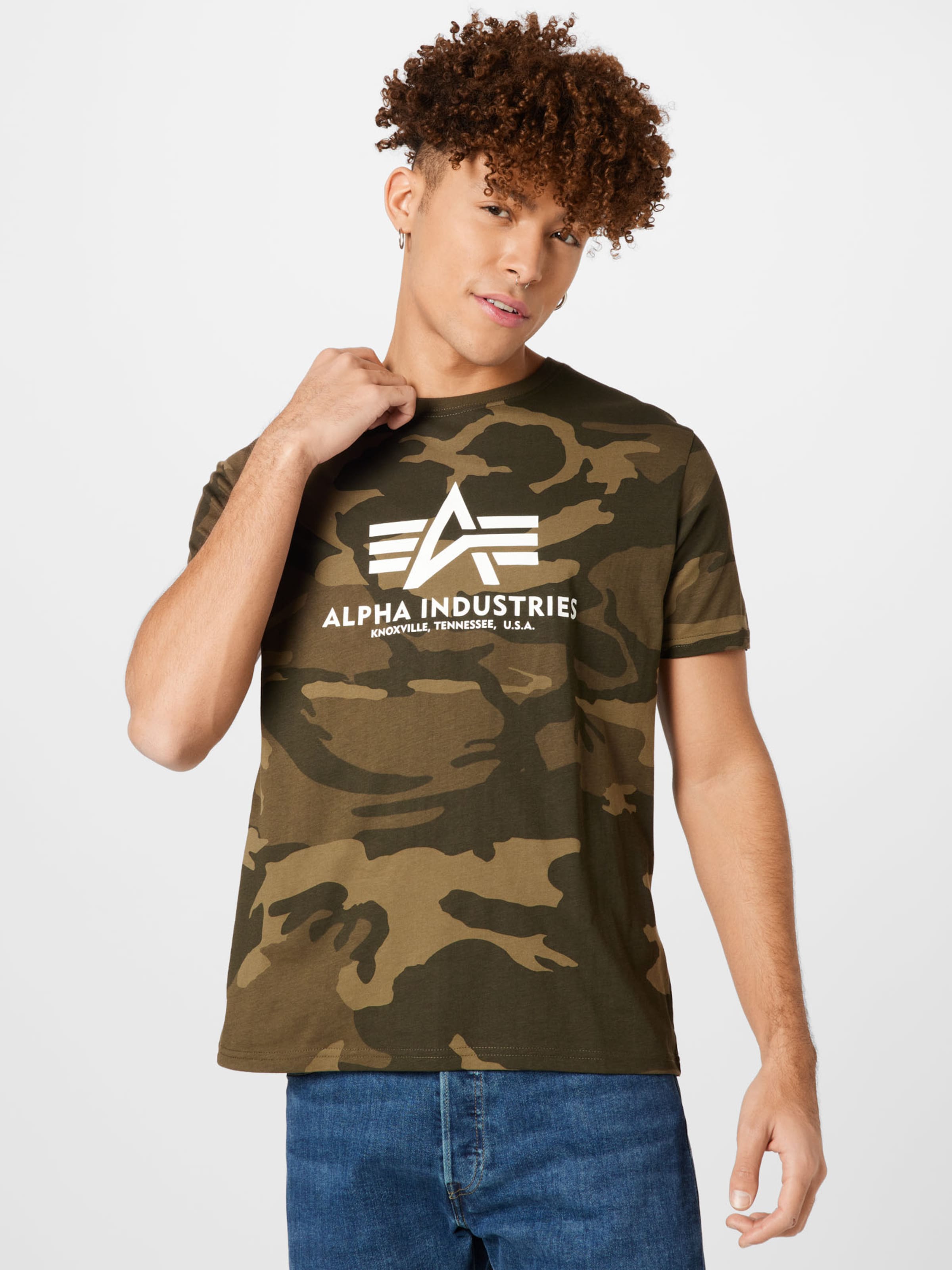 Männer Große Größen ALPHA INDUSTRIES T-Shirt in Khaki, Oliv - DL19766 Männer Große Größen ALPHA INDUSTRIES T-Shirt in Khaki, Oliv - DL19766