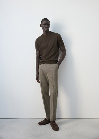 MANGO MAN Regular Pleated Pants 'Hans' in Brown