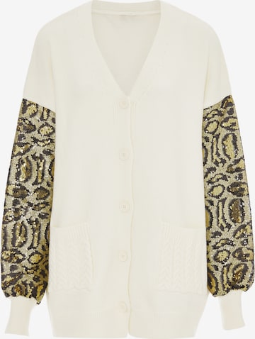IMANE Knit Cardigan in White: front