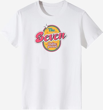 T-shirt 'Women Retro Oval Frame The Seven Slogan Print T-Shirt' LapaPlus en blanc : devant