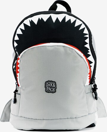 Pick & Pack Backpack ' Shark Shape M ' in Grey: front