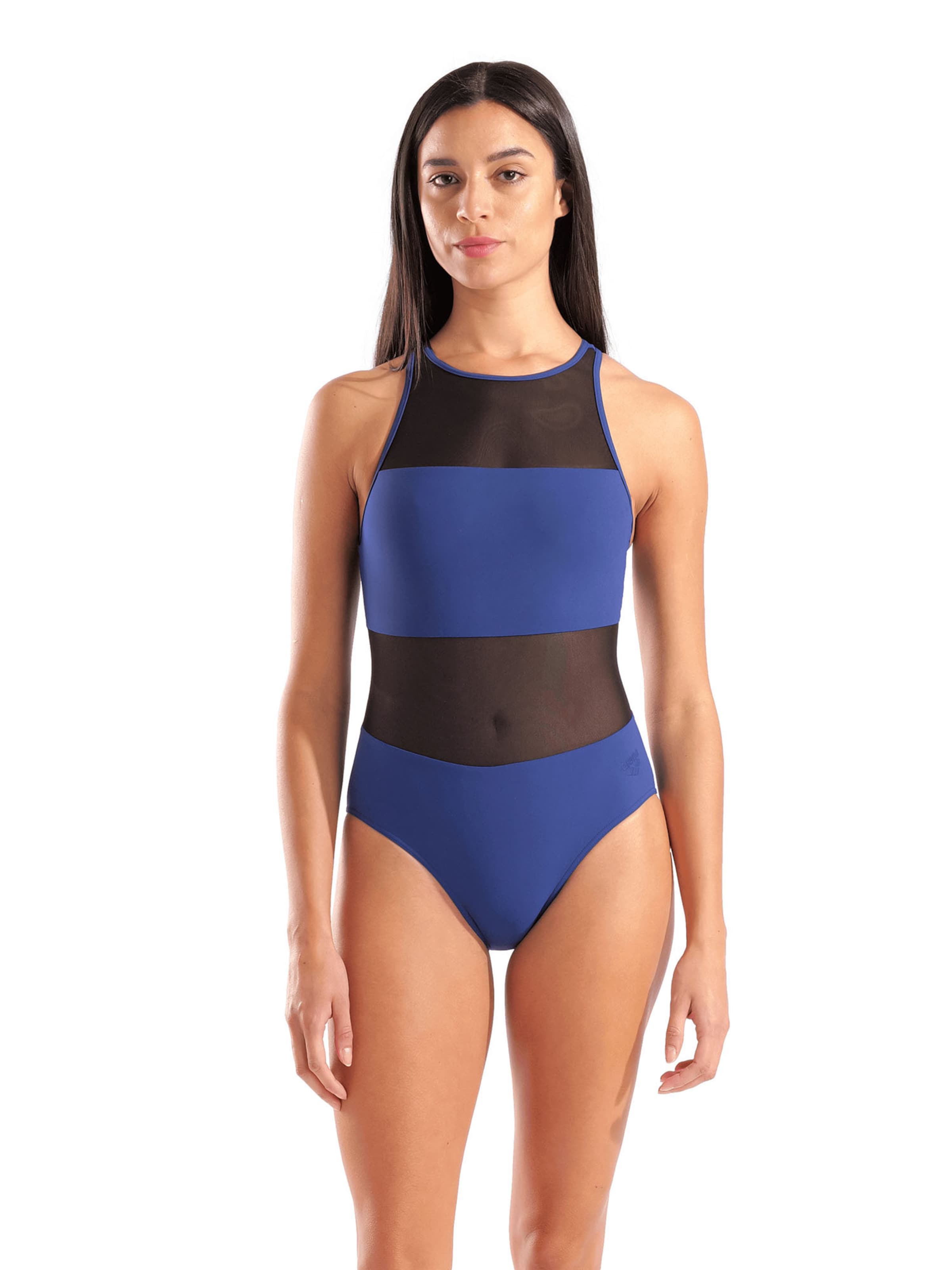 ARENA Bralette Swimsuit 'MESH PANELS VENT BACK' in Blue: front