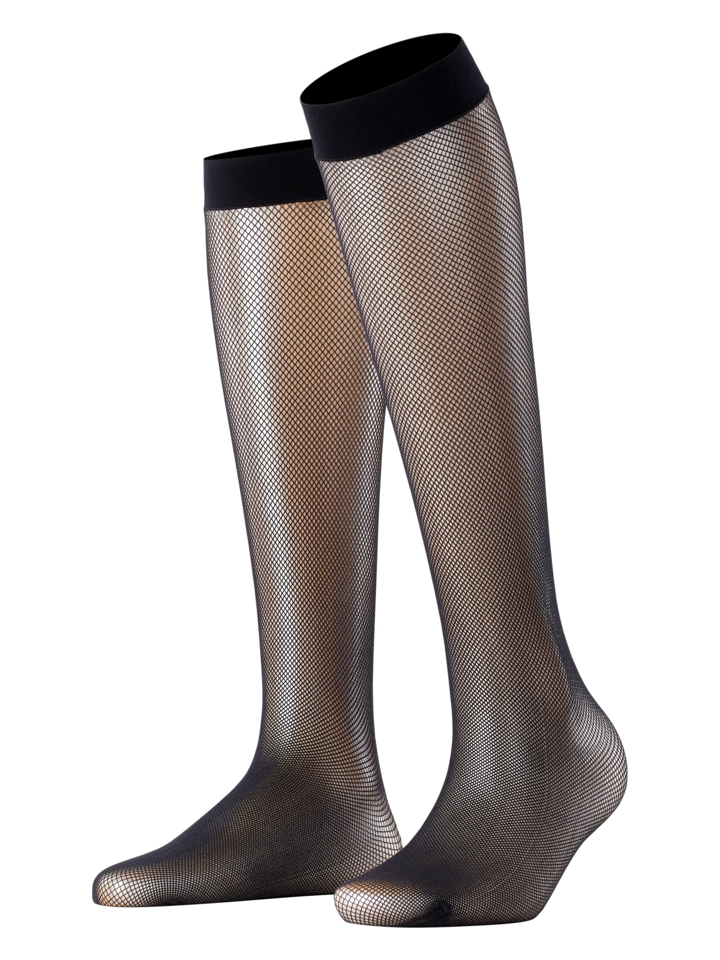 FALKE Over the Knee Socks 'Net' in Black: front