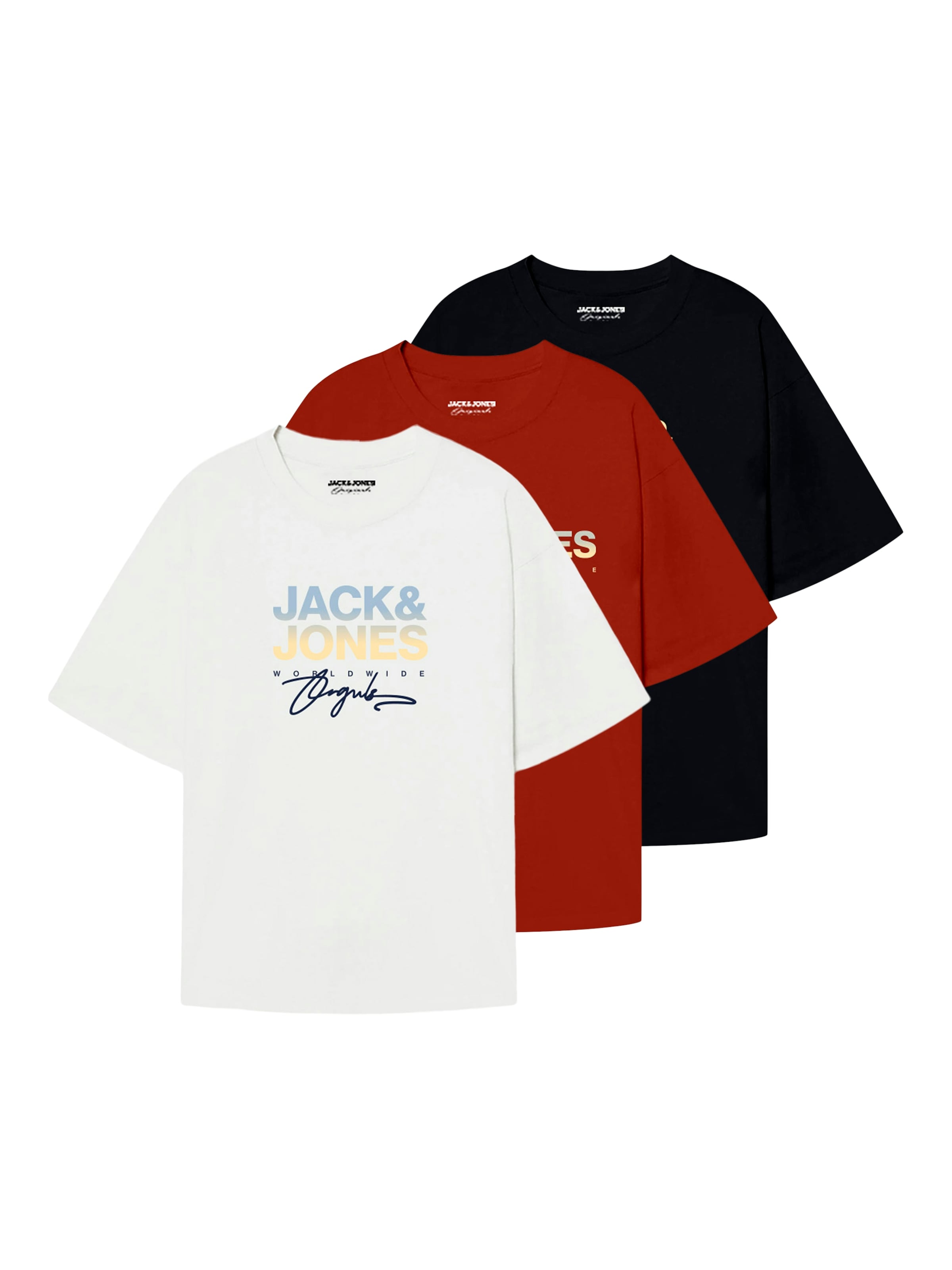 Tricou 'JORCANGGU' de la JACK & JONES pe alb: față