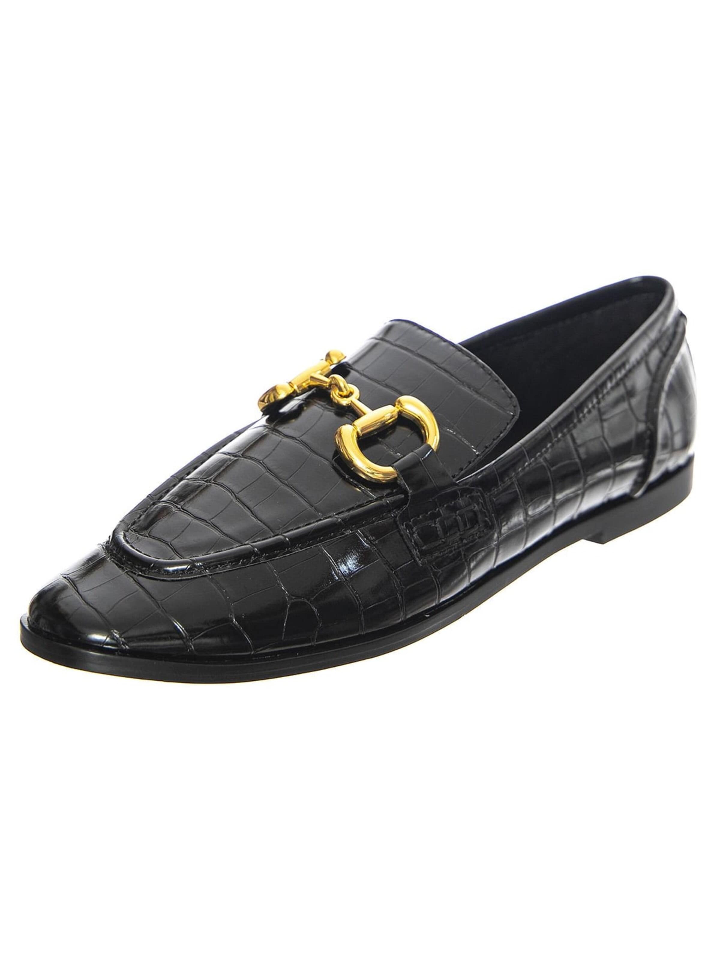 Jeffrey Campbell Mokassin 'W' Velviteen Black Croco Loafer' i sort: forside