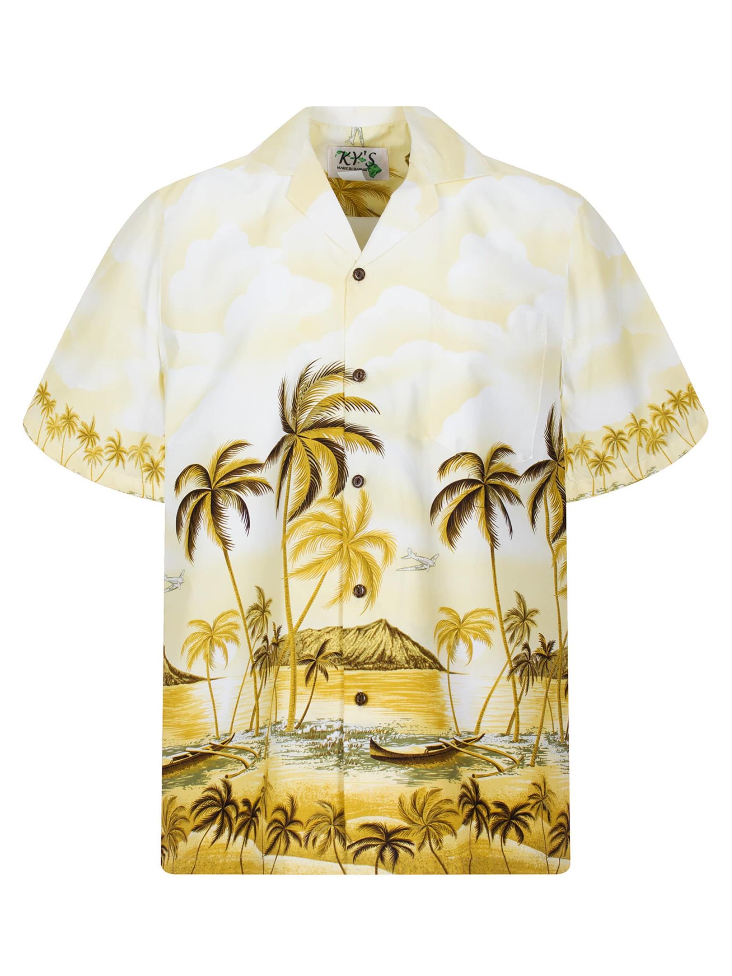 KY's Overhemd 'Palmbeach' in Beige: voorkant