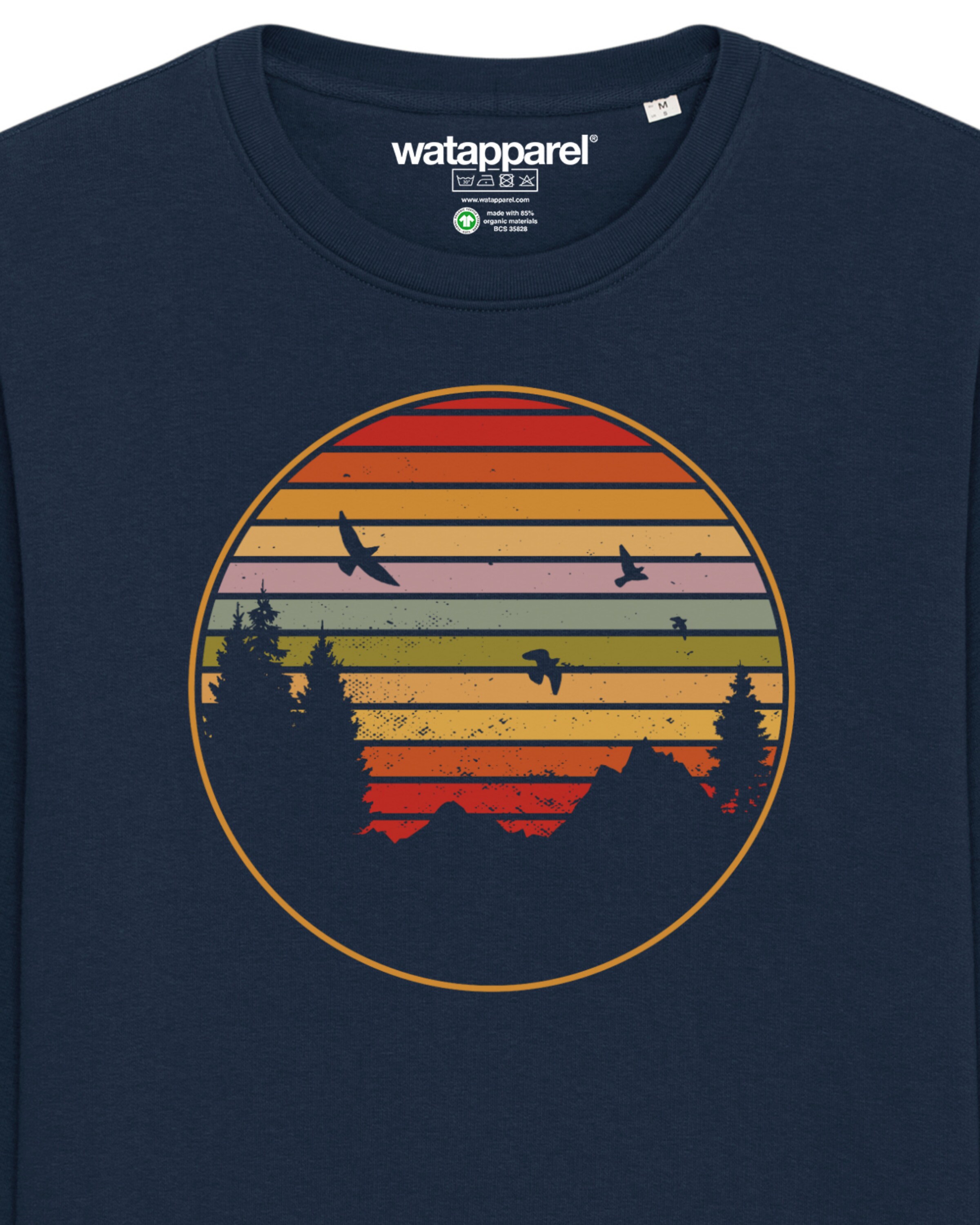 Sweat-shirt ' Sunset Berge & Tannen ' Watapparel en bleu