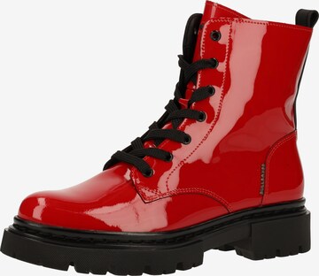 BULLBOXER Lace-Up Ankle Boots in Red: front