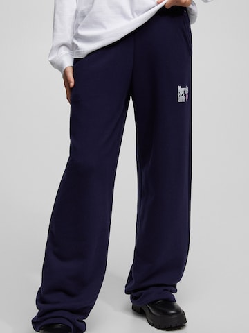 Wide Leg Pantalon Pull&Bear en bleu : devant