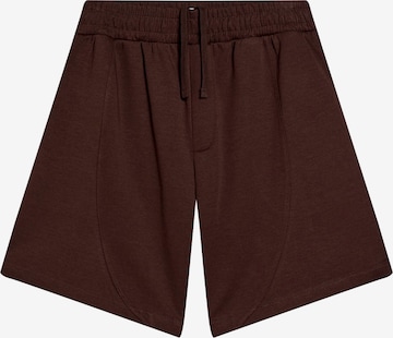 BershkaBaggy Hlače - smeđa boja: prednji dio