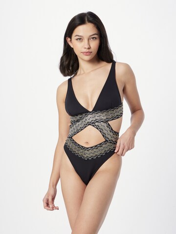 River Island Triangle Swimsuit in Black: front