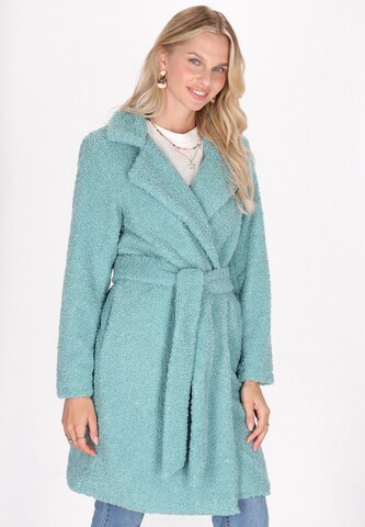 IZIA Between-Seasons Coat in Blue: front