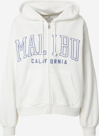 HOLLISTER - Sudadera con cremallera en blanco: frente