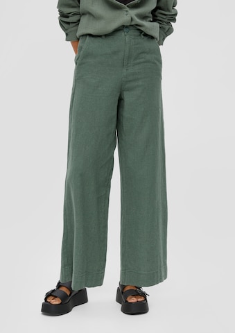 QS Wide leg Broek in Groen: voorkant