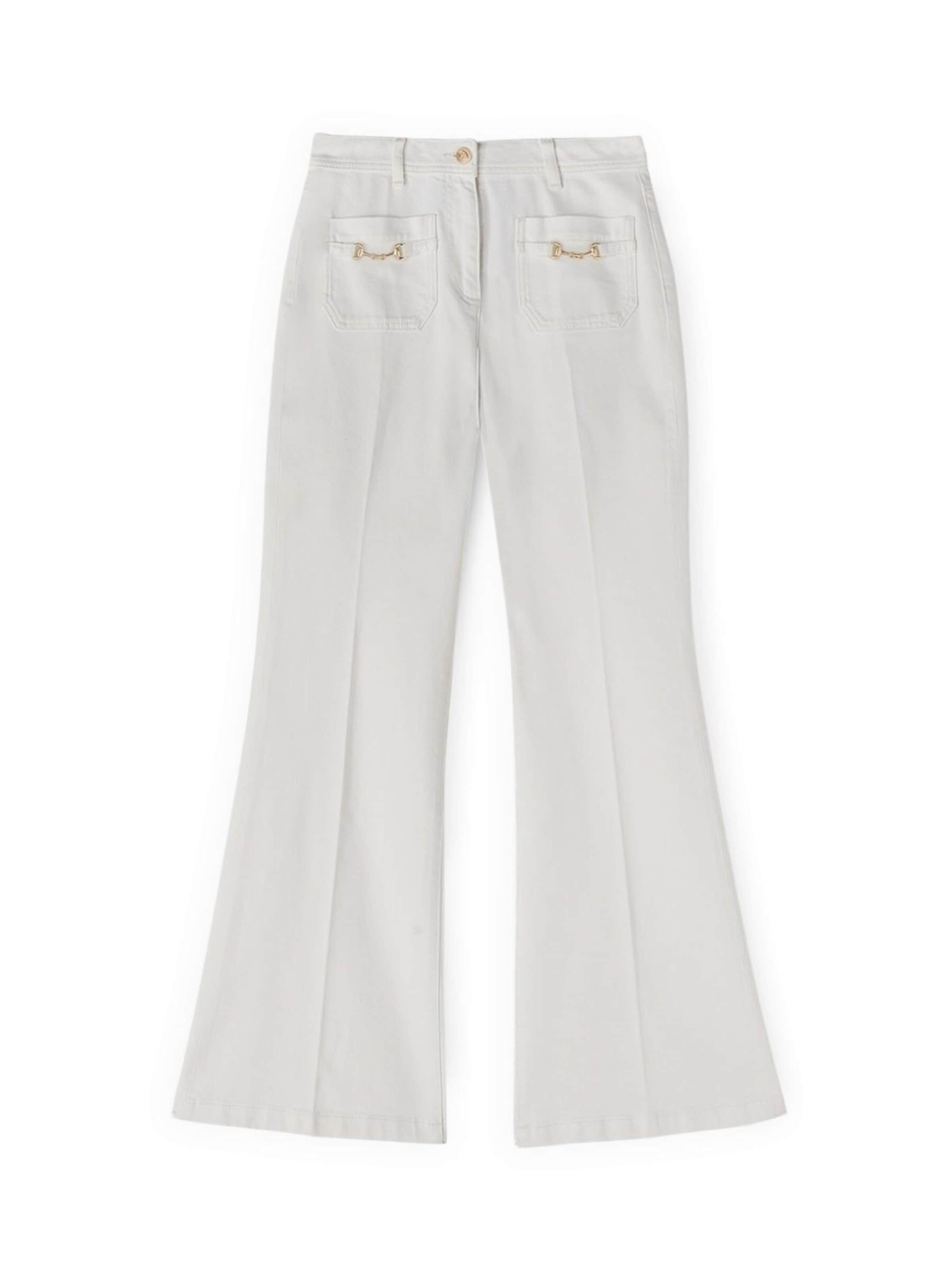 MOTIVI Flared Broek in Wit: voorkant