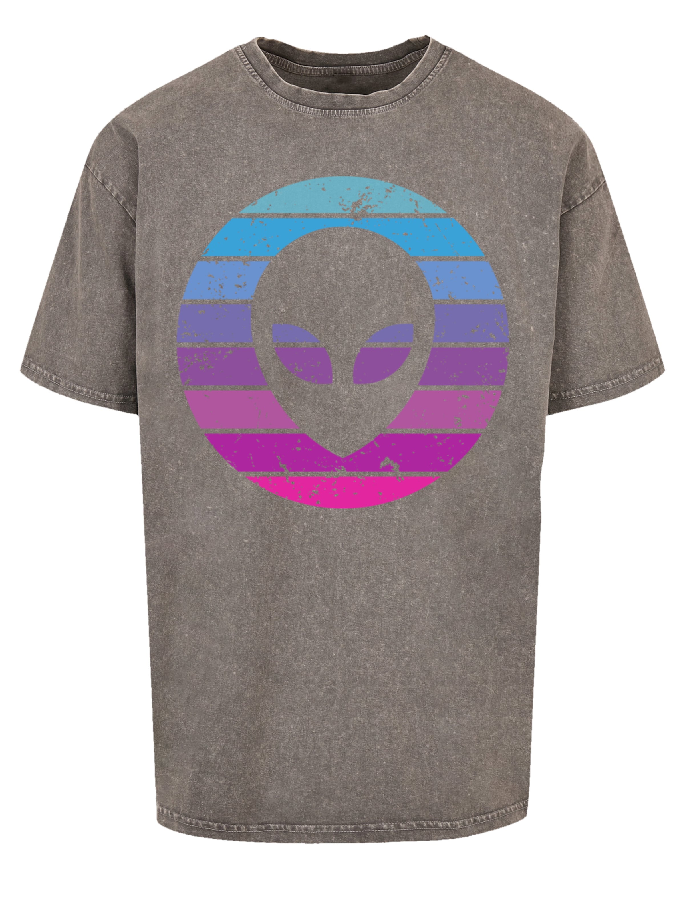 T-Shirt 'Alien Kopf' F4NT4STIC en gris : devant