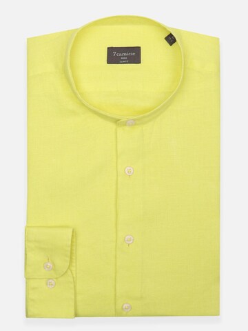 Camicia business 'Caravaggio Essentials Linen Man Shirt Light Blue' di 7Camicie in giallo: frontale