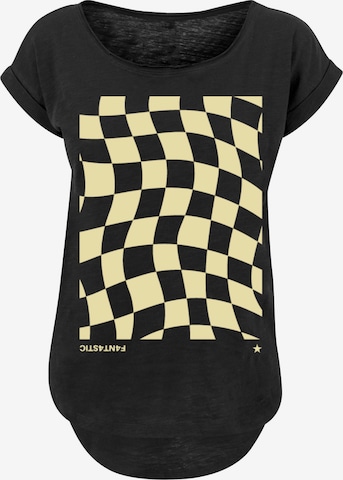 F4NT4STIC T-Shirt 'Wavy Schach Muster' in Schwarz: Vorderseite