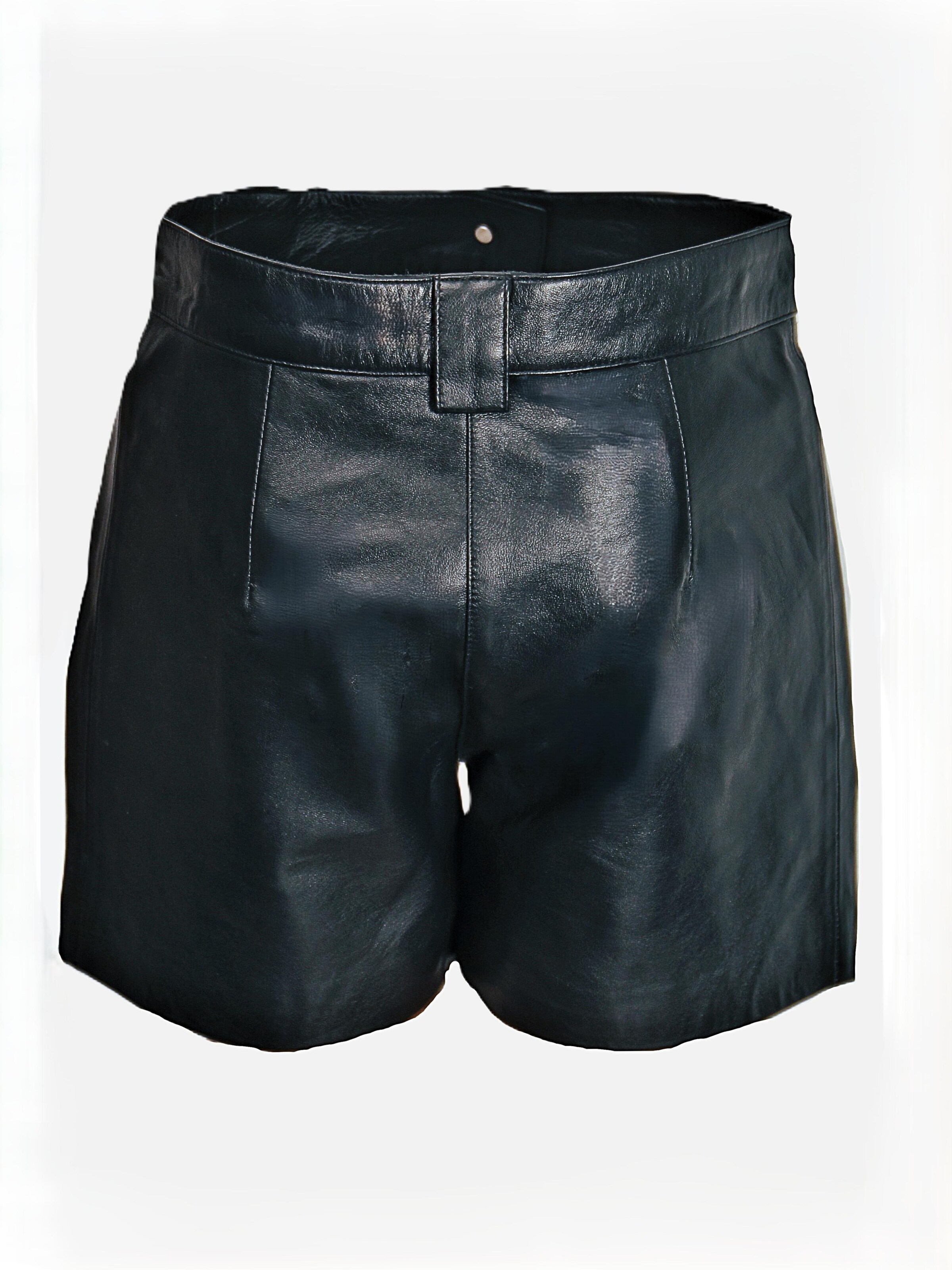 Be  Noble Slim fit Pleat-front trousers 'Leder Shorts im eleganten Style' in Black