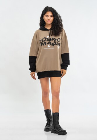 Sweat-shirt Tom Barron en beige : devant