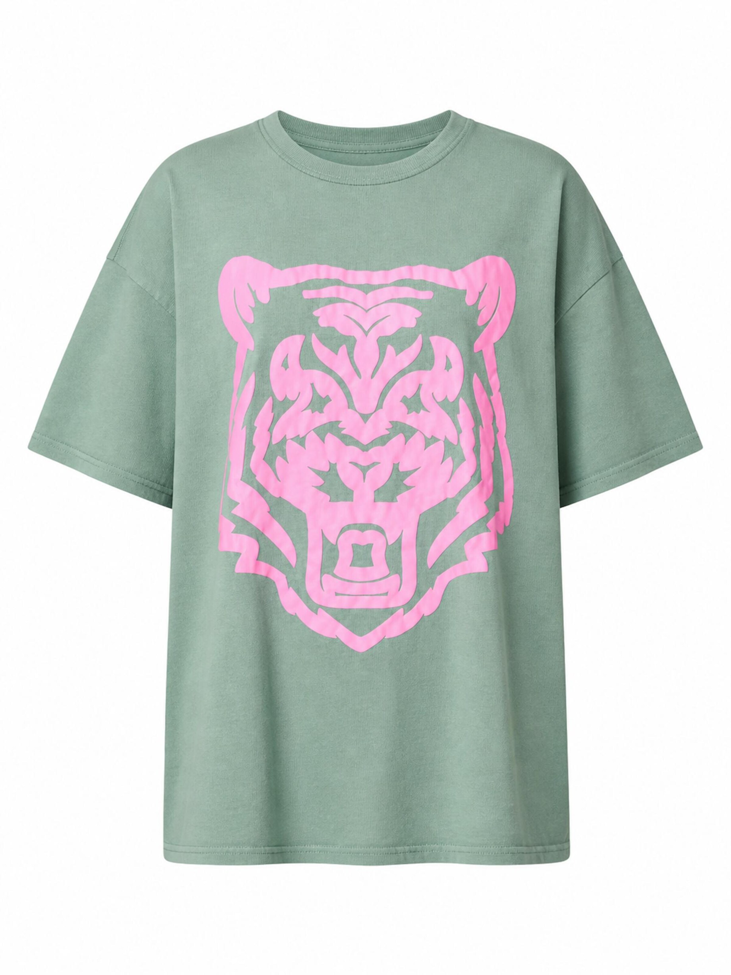 Worldclassca Oversizeshirt 'Oversize T-Shirt "Tiger"'‌ in Grün: Vorderseite