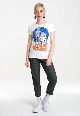 LOGOSHIRT T-Shirt 'Star Wars Droids' in Weiß
