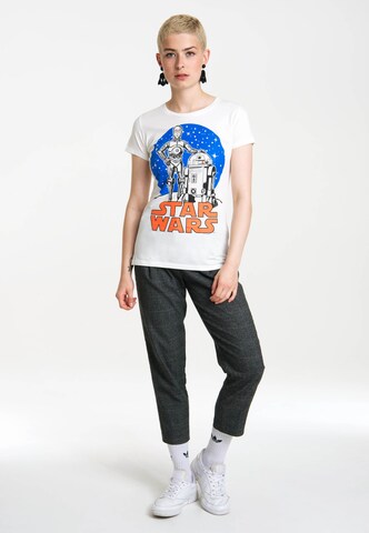 LOGOSHIRT T-Shirt 'Star Wars Droids' in Weiß