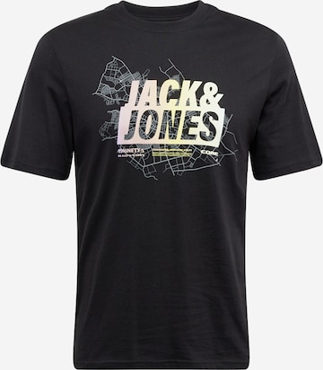 JACK & JONES T-shirt 'MAP SUMMER' i svart: framsida