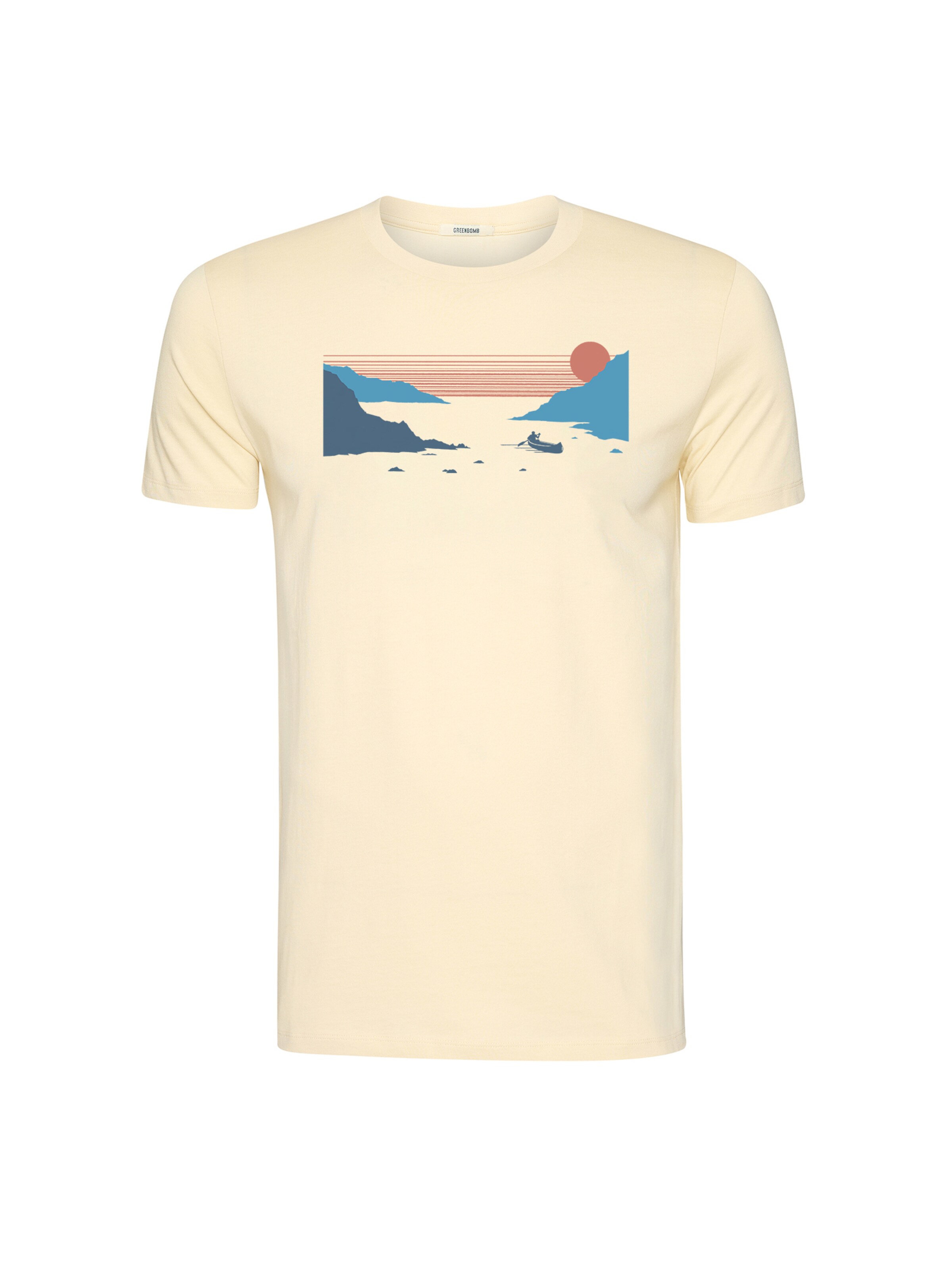 GREENBOMB T-Shirt 'Canoe Fjord Guide' in Gelb: Vorderseite