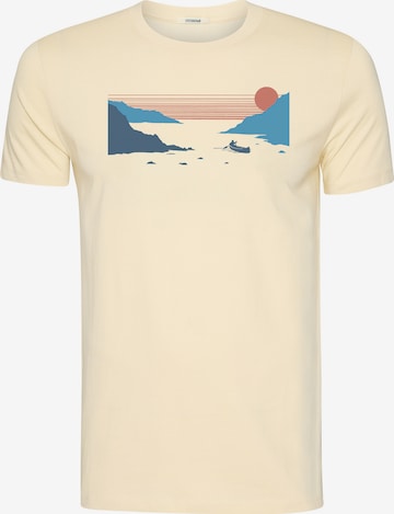 GREENBOMB T-Shirt 'Canoe Fjord Guide' in Gelb: Vorderseite