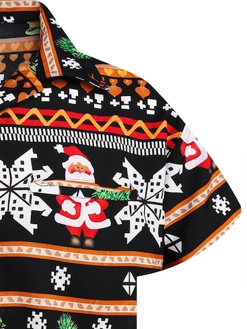 King Kameha - Ajuste regular Camisa 'Christmas Rows' en negro