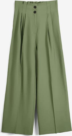 Wide leg Pantaloni cutați de la Bershka pe verde: față