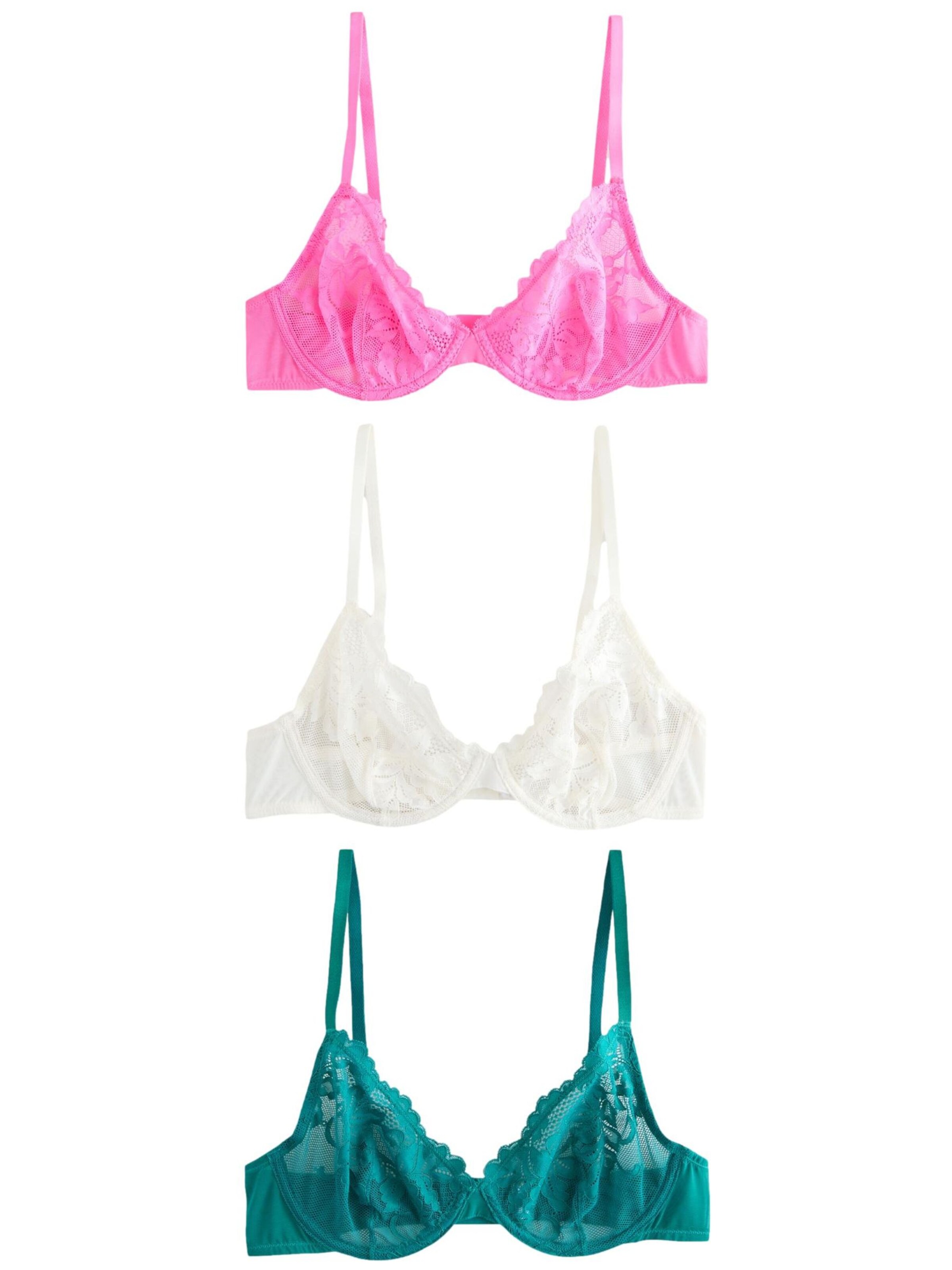 Sutien Next pe verde smarald / roz / alb, Vizualizare produs